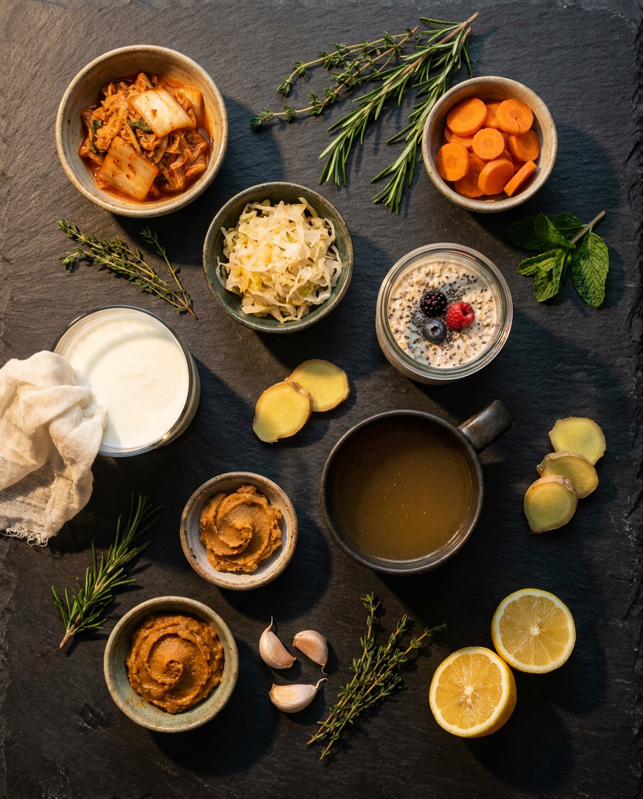 7-Day Gut Reset Guide — fermented foods spread